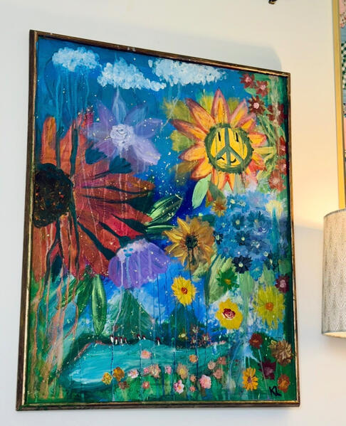 Original Painting of Peace Crying