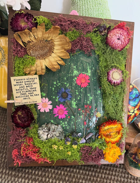 Dried Floral Collage with Inspirational Quote